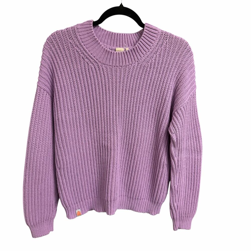 Shxt That I Knit Sweater Light Purple Pima Cotton Knit Womens Size Medium